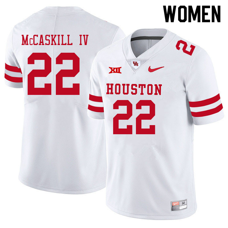 Women #22 Alton McCaskill IV Houston Cougars College Big 12 Conference Football Jerseys Sale-White - Click Image to Close